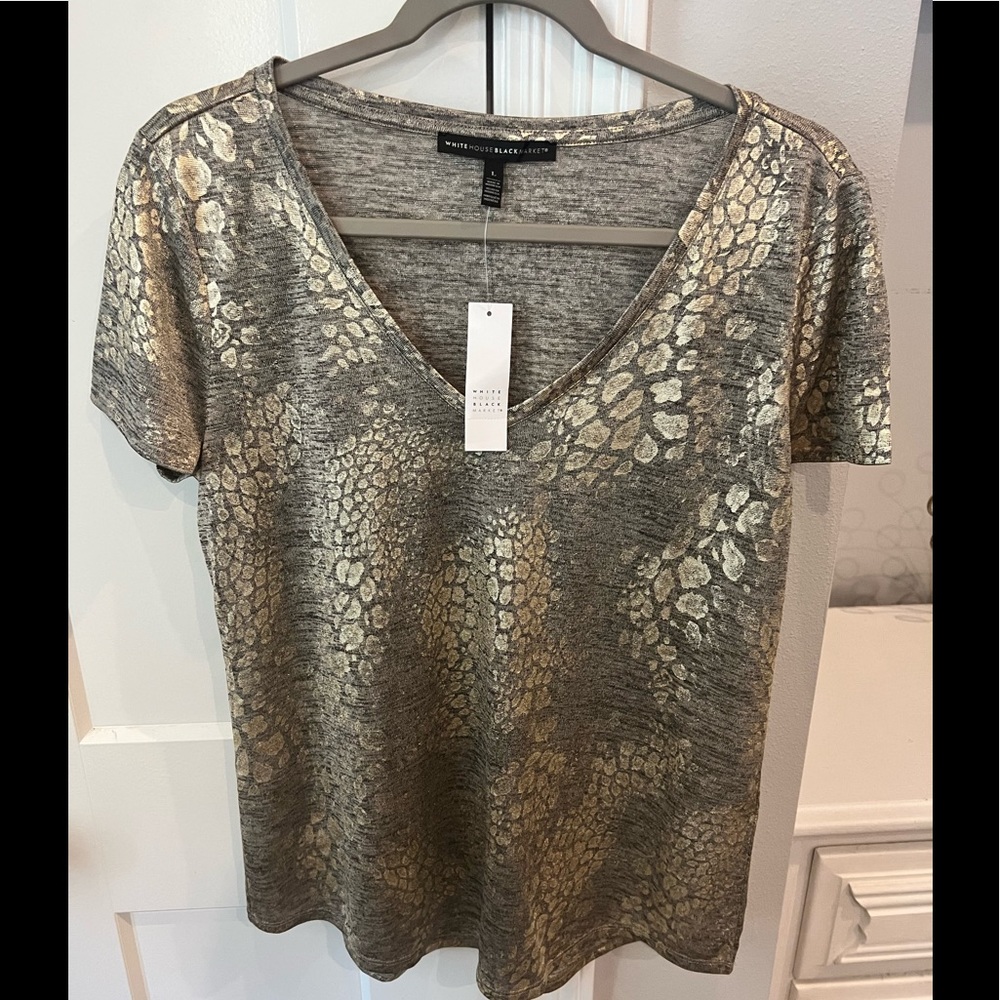 NWT WHBM Metallic Leopard T Size Large